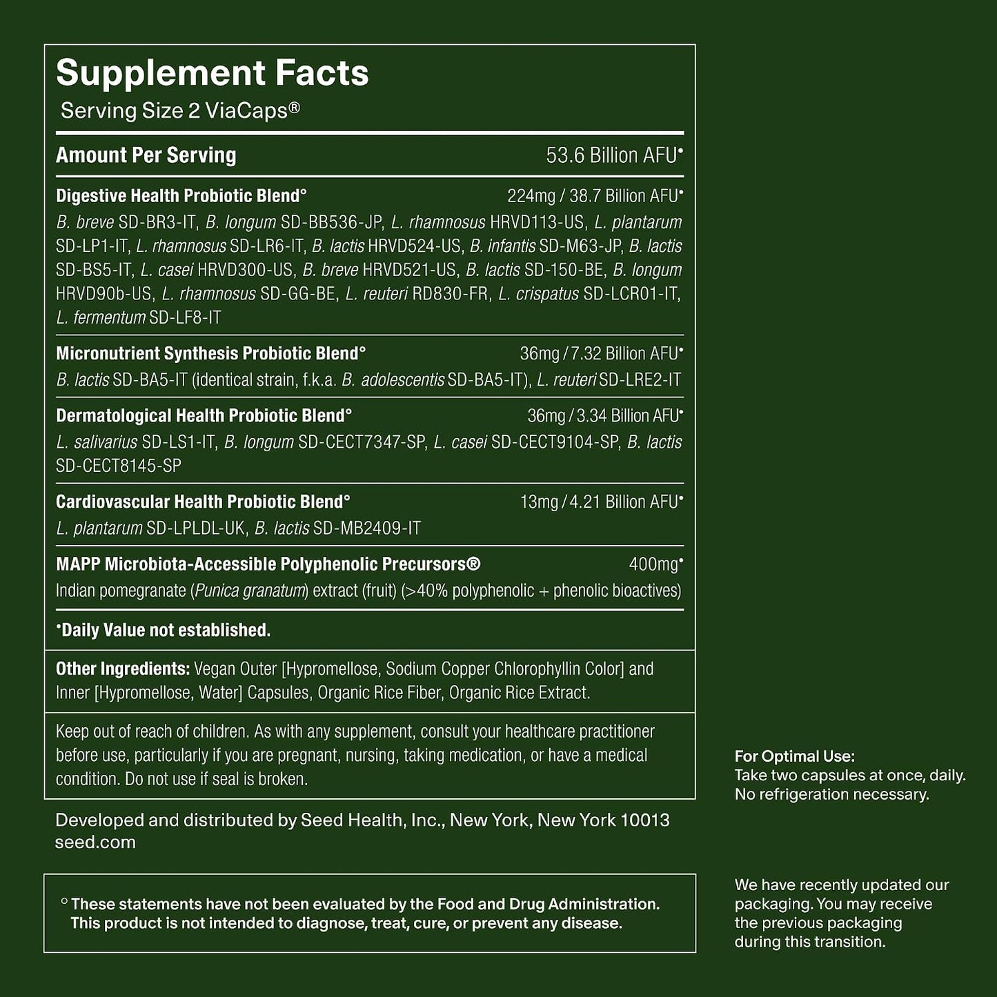 Seed DS-01 Daily Synbiotic - Adult Probiotic + Prebiotic